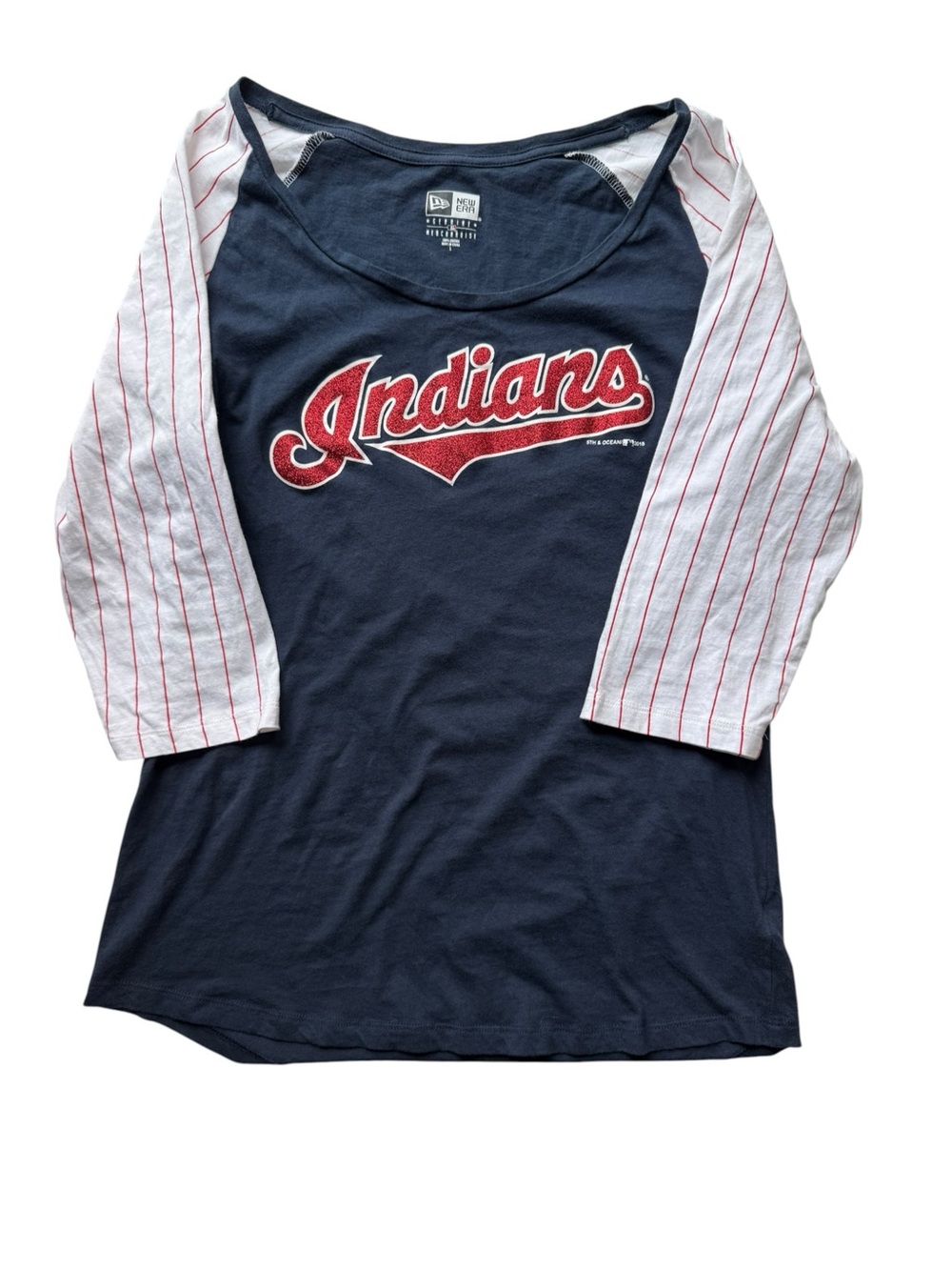 Cleveland Indians New Era General Merchandise MLB T-shirt Jersey Blue Size Large